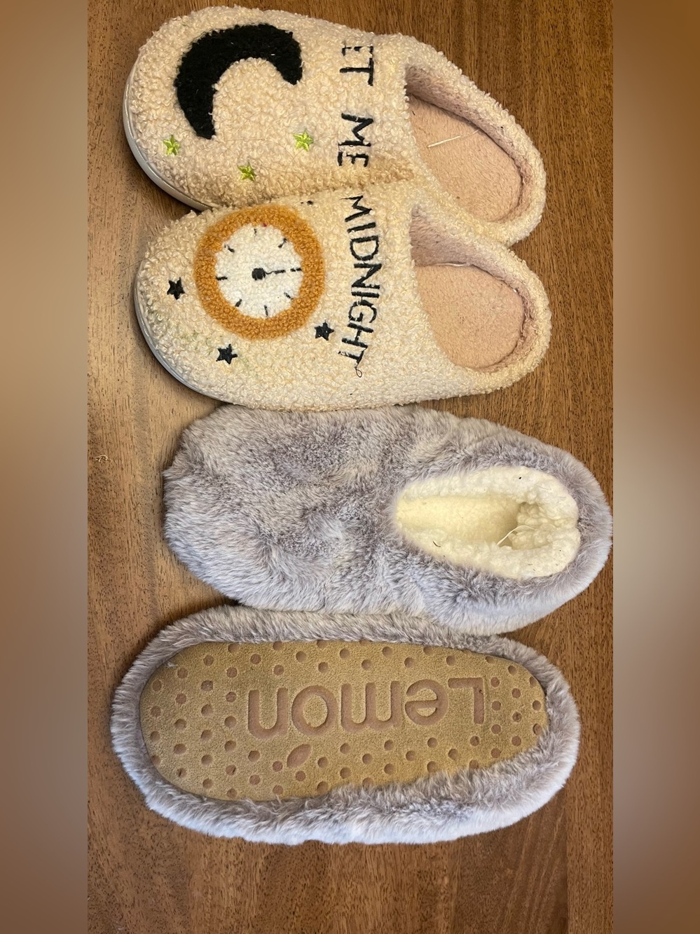 Swiftie midnight slippers and fluffy lemon slippers